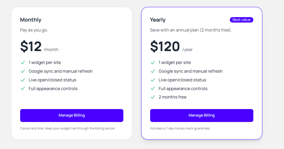 Plan picker preview